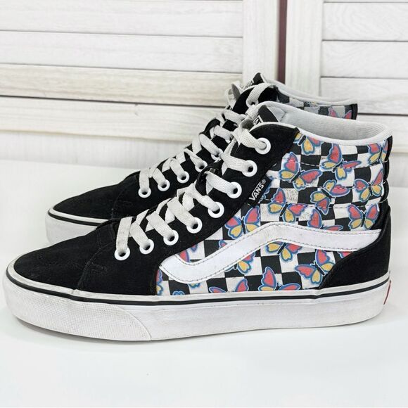 Vans Filmore Hightop Butterfly Checkerboard Sneakers Womens Size 7.5 - Picture 1 of 10